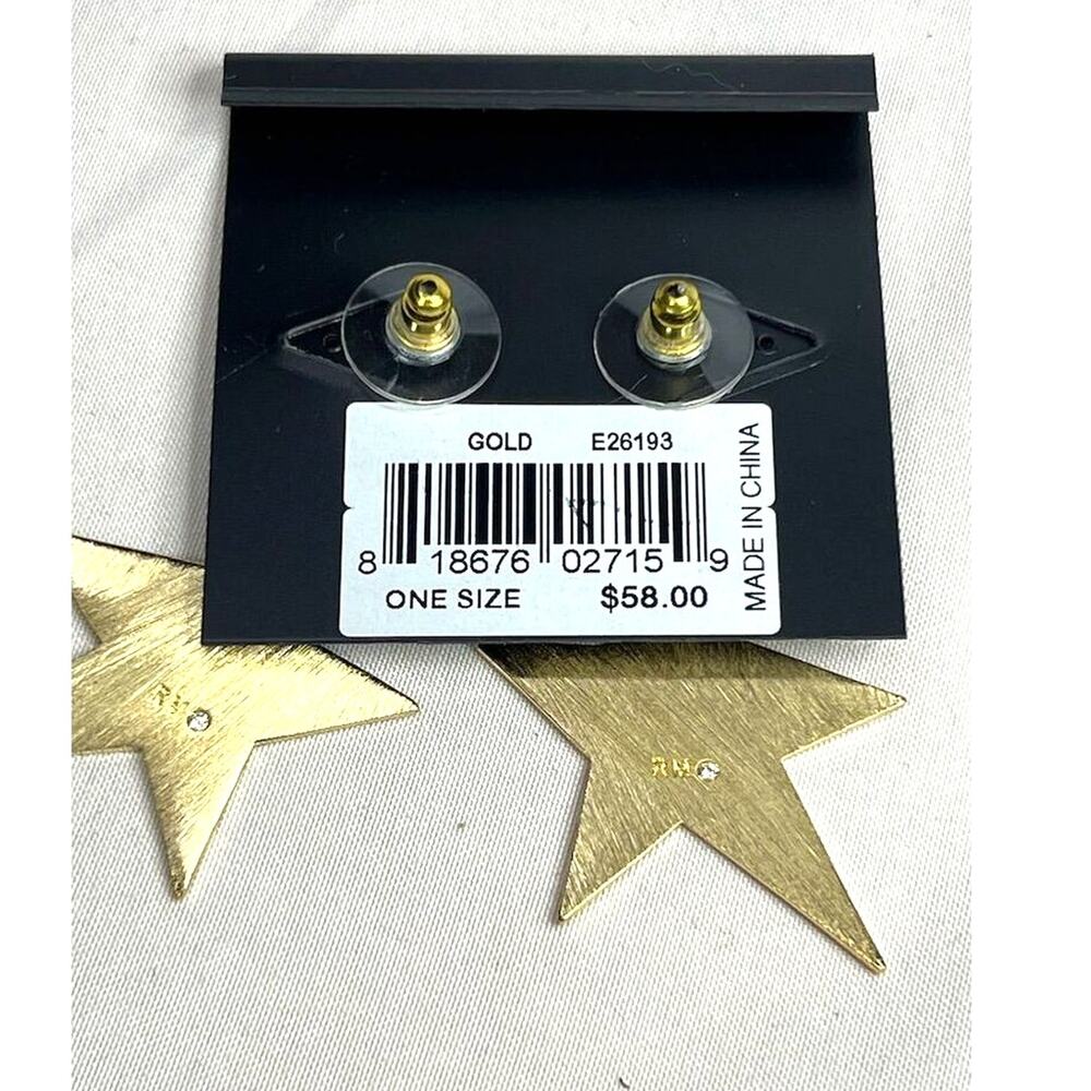 Rebecca Minkoff Gold Star Drop Earrings Pierced - Picture 3 of 3